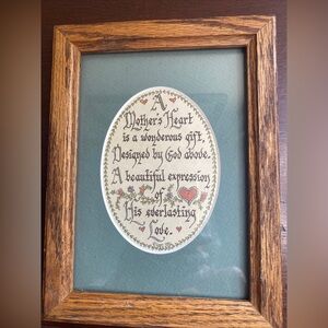 Creative Calligraphy  8" X 6" Oak Framed & Matted  A Mother’s Heart - Vintage
